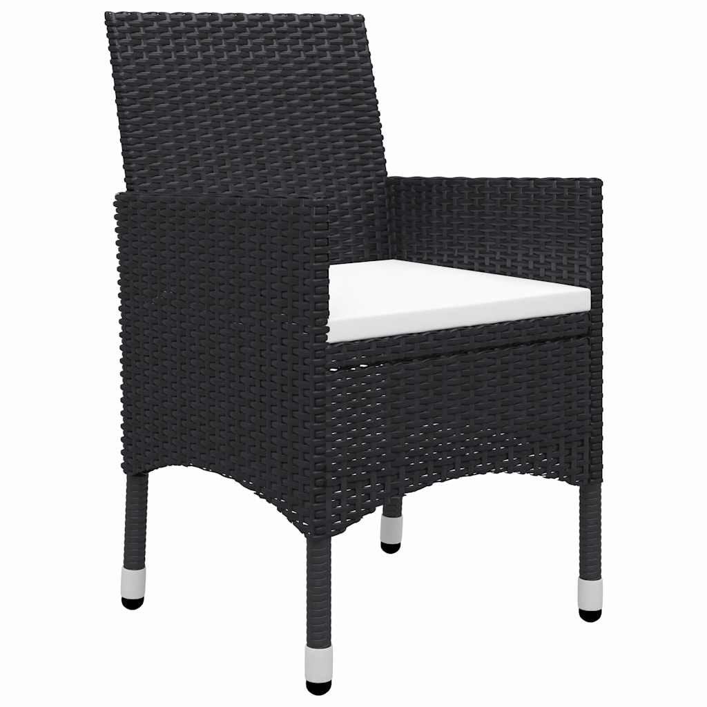 vidaXL 3-Piece Bistro Set Poly Rattan and Acacia Wood Black