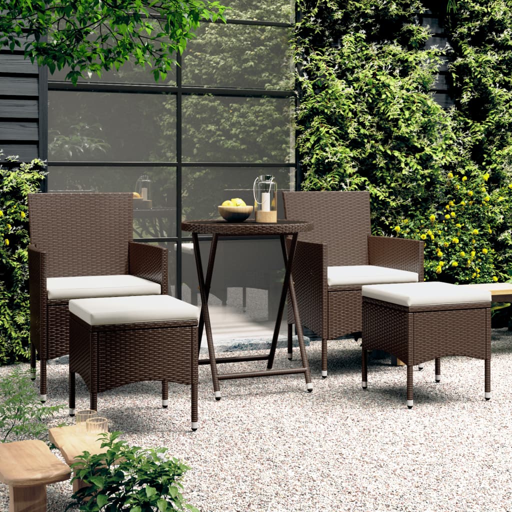 vidaXL 3-Piece Bistro Set Polyrattan and Tempered Glass Black