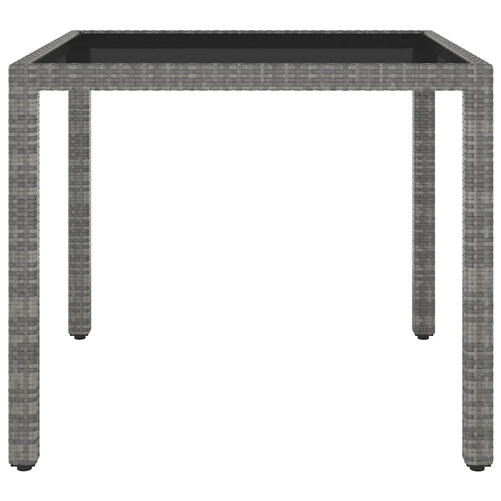 vidaXL 3-delige Tuinset poly rattan en gehard glas grijs