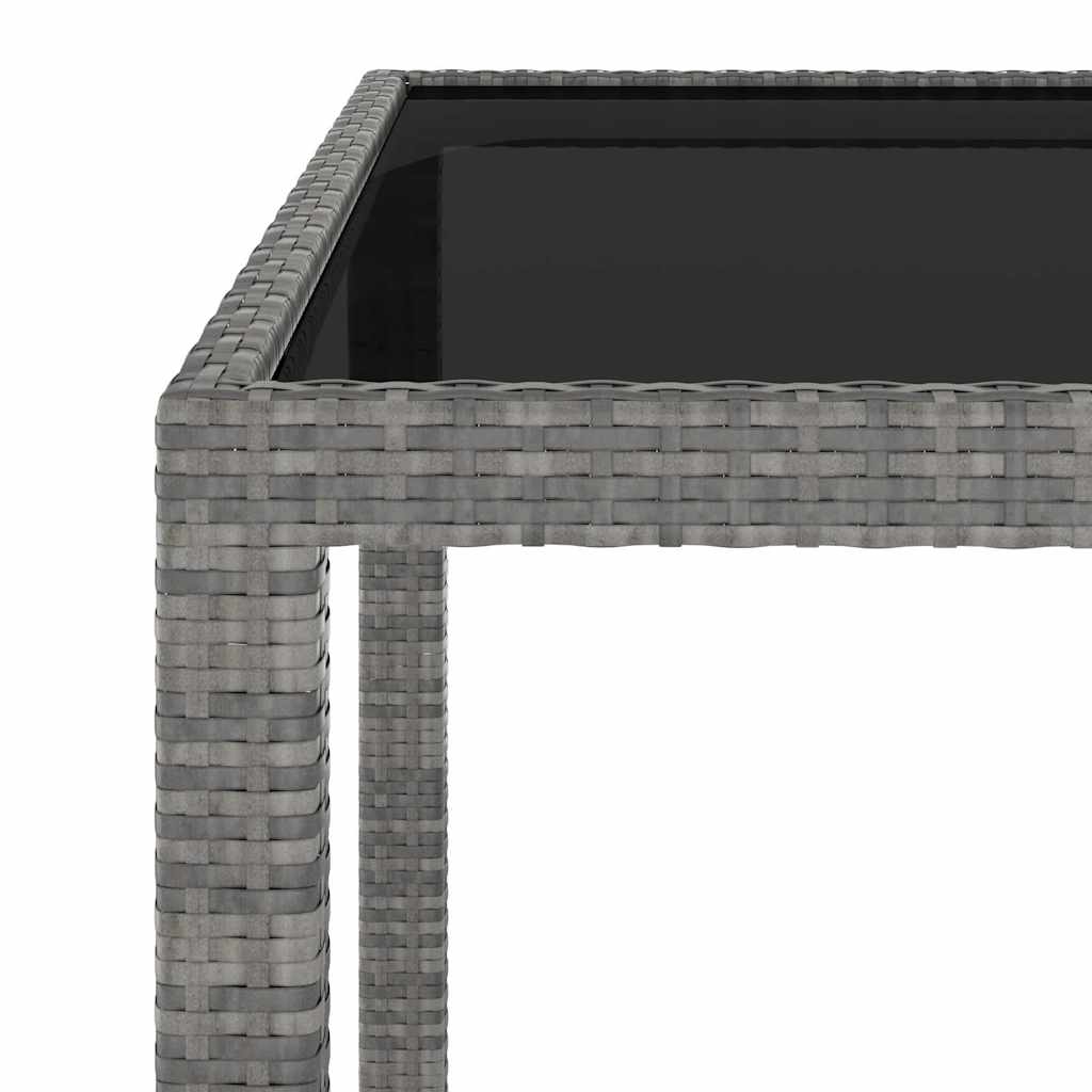 vidaXL 3-delige Tuinset poly rattan en gehard glas grijs