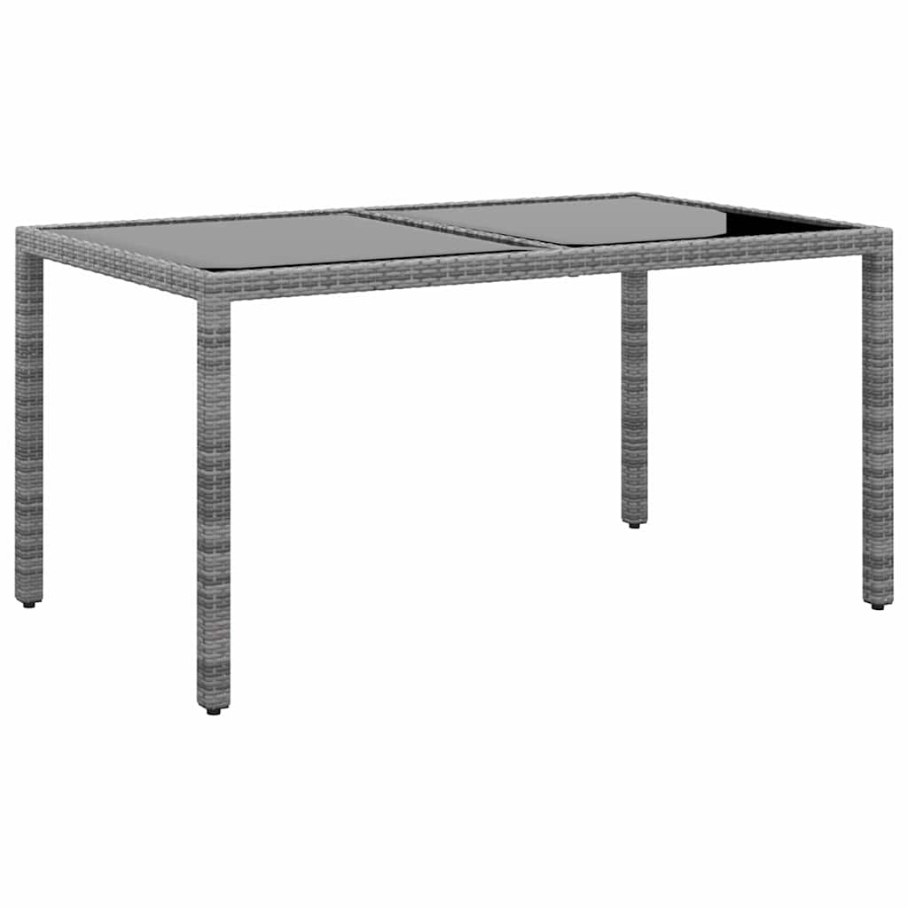 vidaXL 7-delige Tuinset poly rattan en gehard glas grijs
