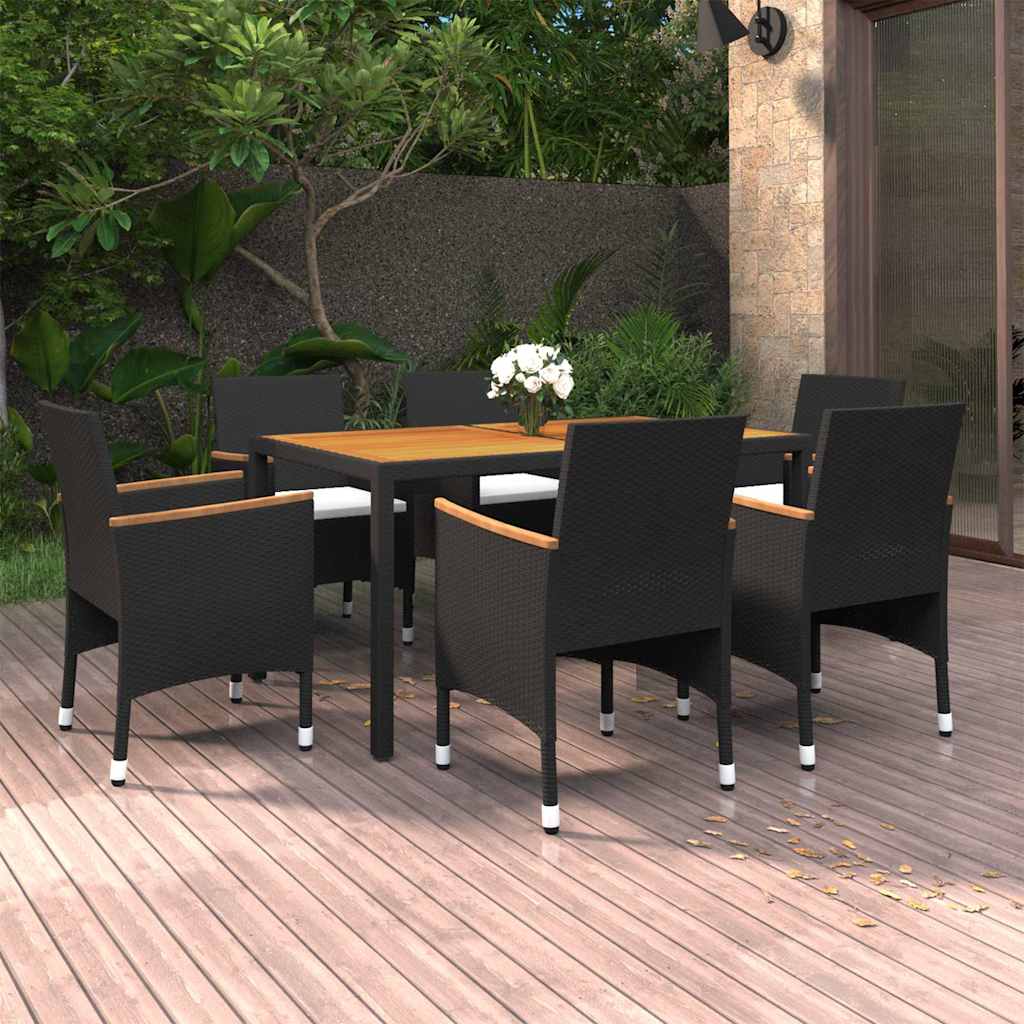 vidaXL 7-delige Tuinset poly rattan grijs