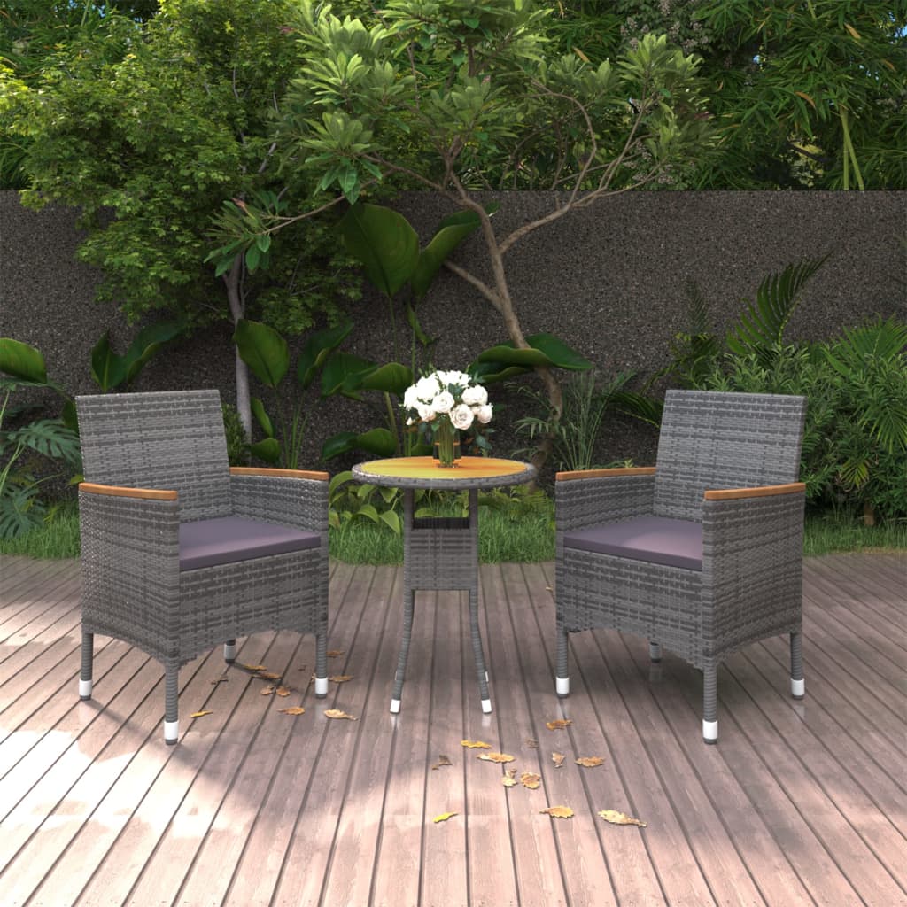 vidaXL 3-Piece Garden Lounge Set Poly Rattan Black