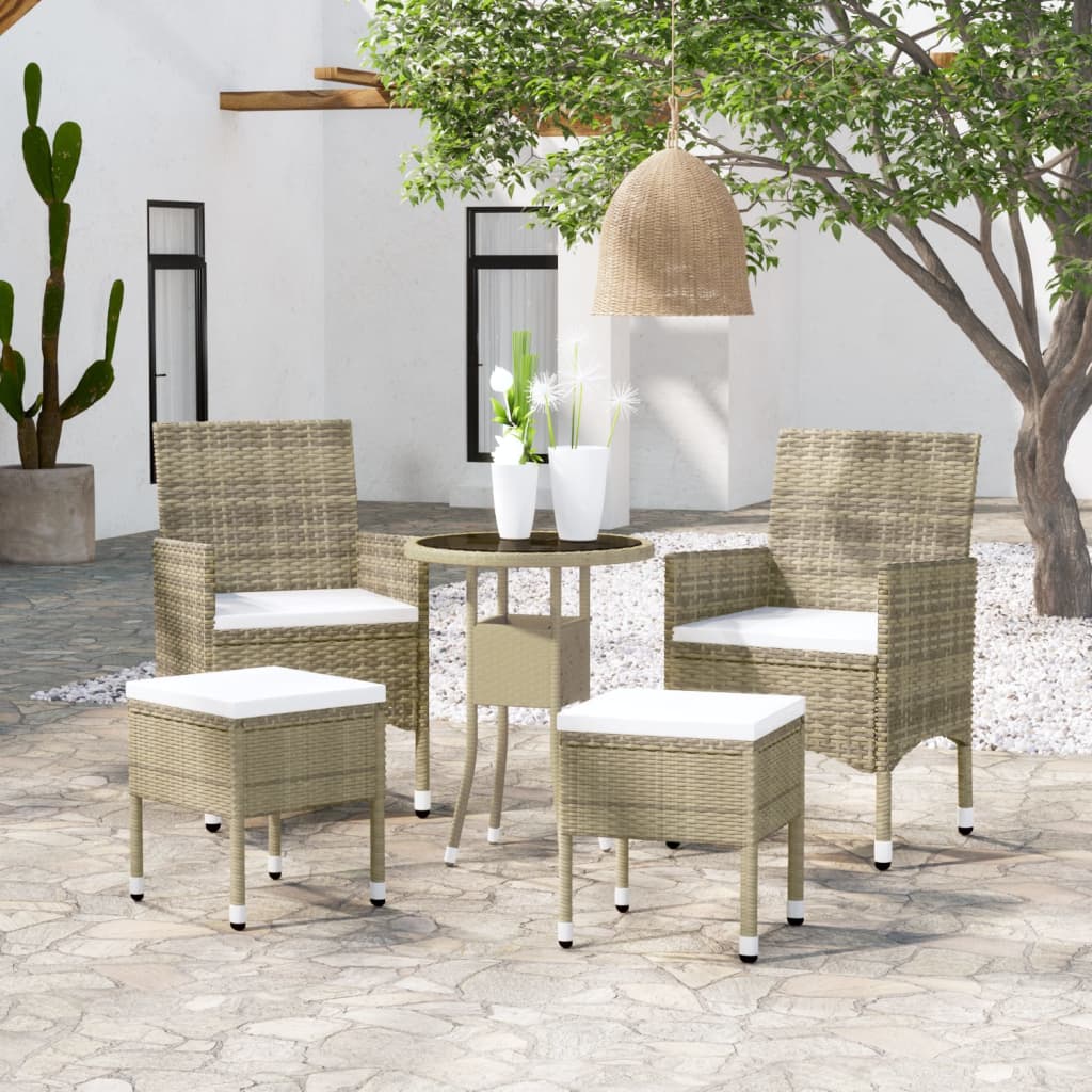 vidaXL 5-piece Lounge Set poly rattan black