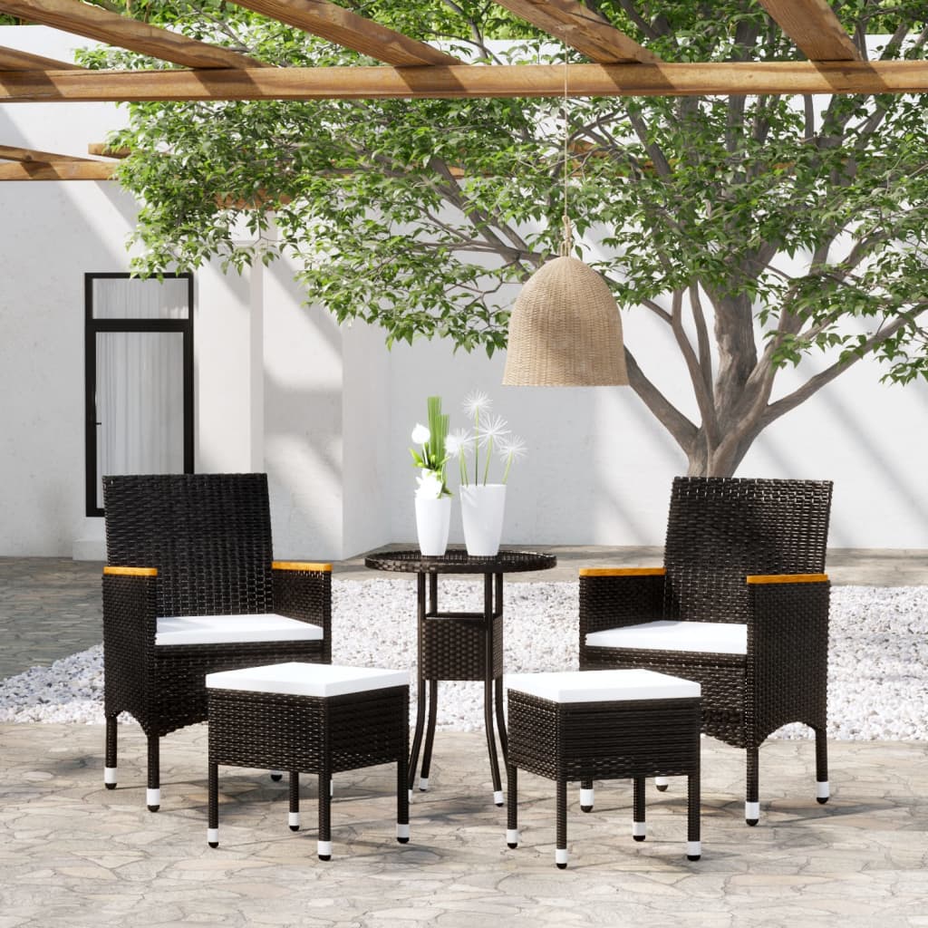 vidaXL 5-piece Lounge Set poly rattan black