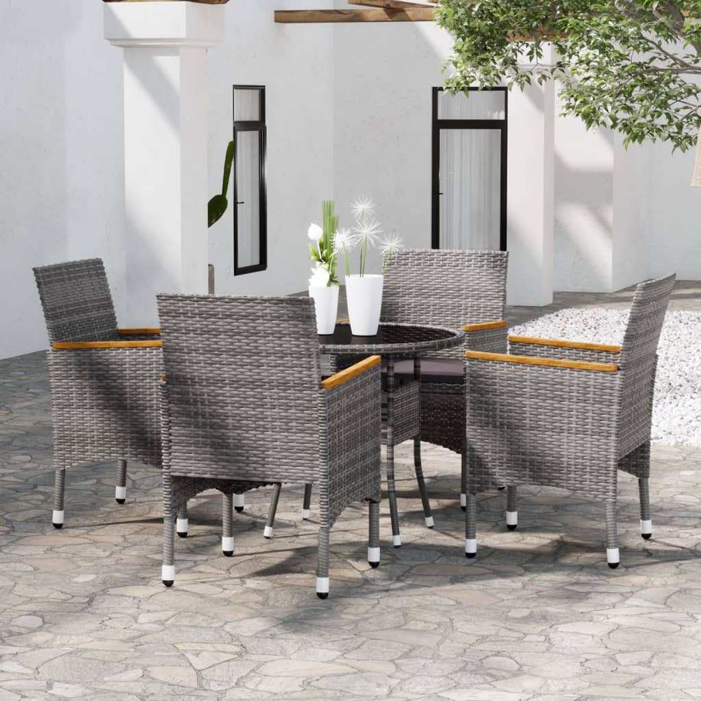 vidaXL 5-piece Garden Dining Set poly rattan black