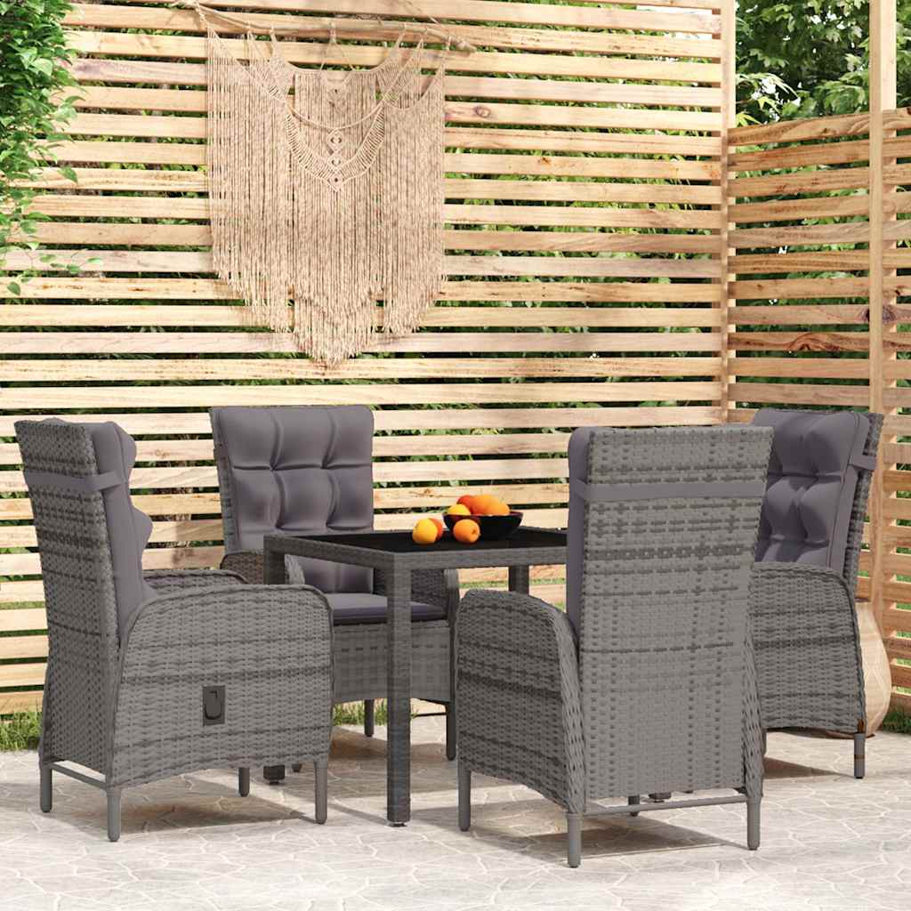 vidaXL 3-delige Tuinset poly rattan grijs