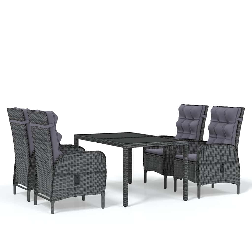 vidaXL 3-delige Tuinset poly rattan grijs