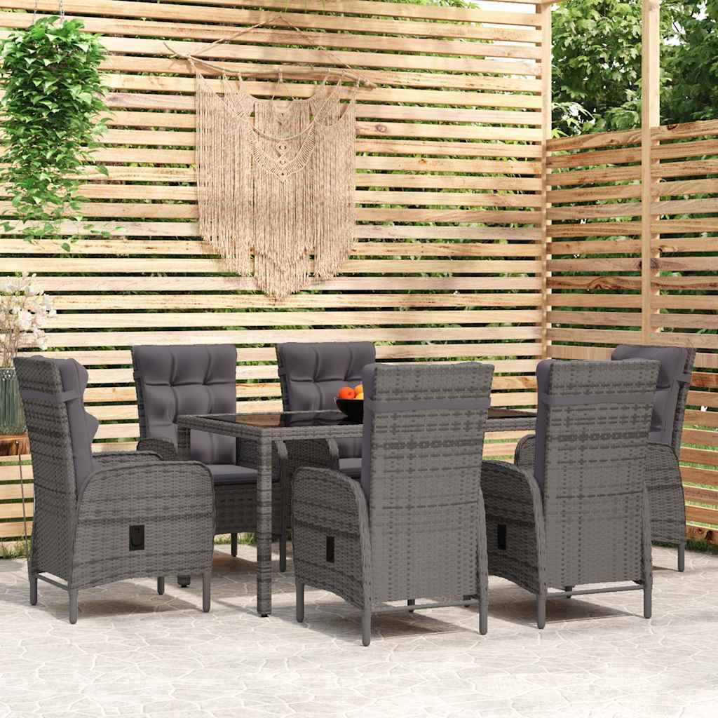vidaXL 3-delige Tuinset poly rattan grijs