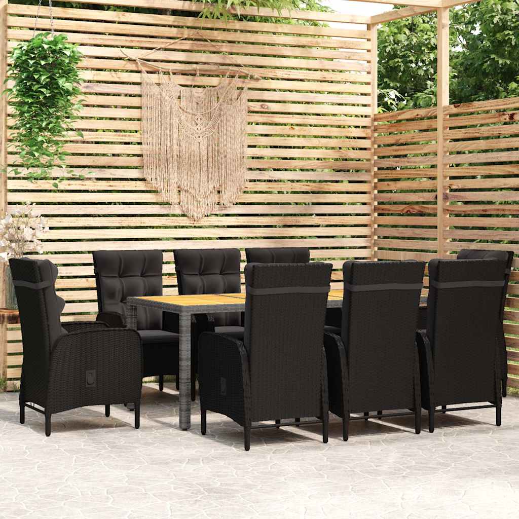 vidaXL 3-delige Tuinset poly rattan grijs