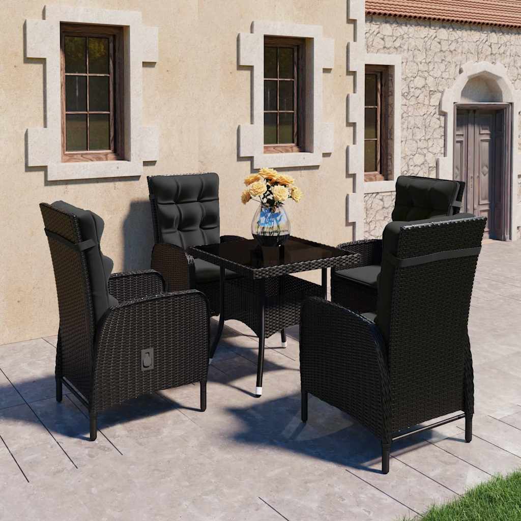 vidaXL 3-delige Tuinset poly rattan en glas grijs