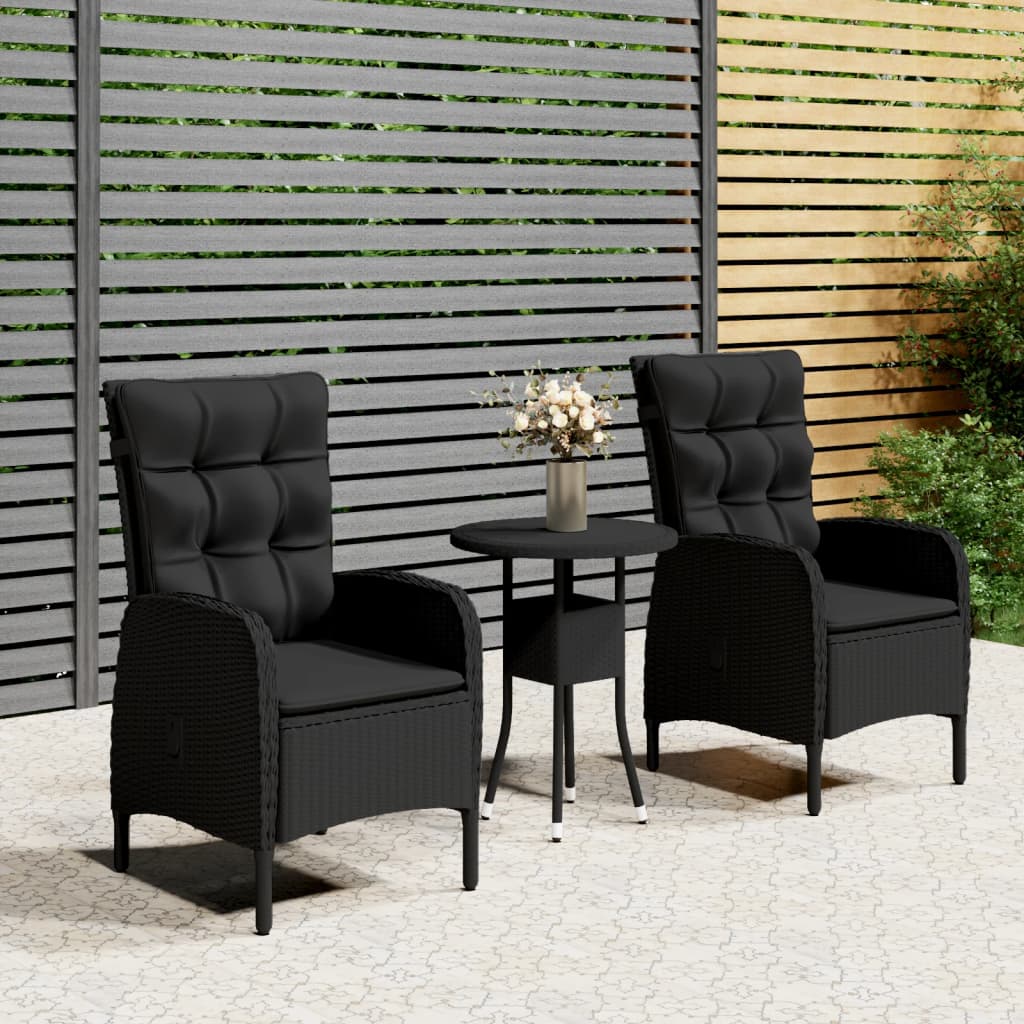 vidaXL 3-Piece Poly Rattan Bistro Set Grey