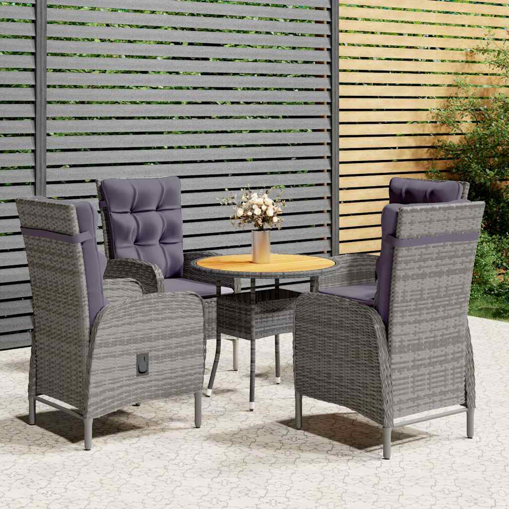 vidaXL 3-Piece Poly Rattan Bistro Set Grey