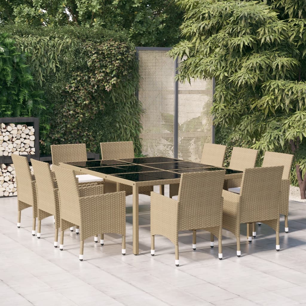 vidaXL 11-delige Tuinset poly rattan grijs