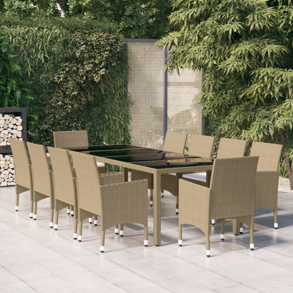 vidaXL 11-delige Tuinset poly rattan grijs