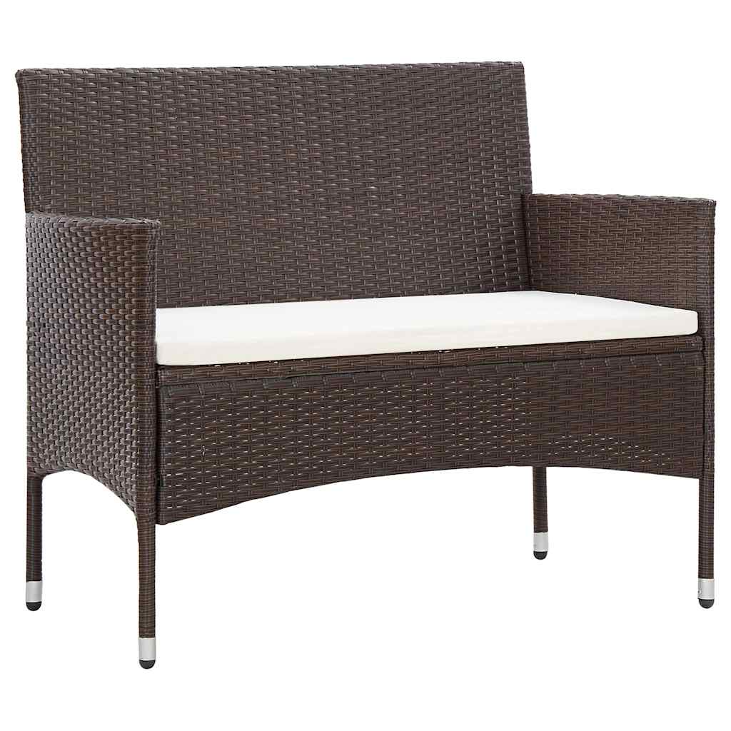 vidaXL 2-Piece Lounge Set with Cushion Poly Rattan Brown