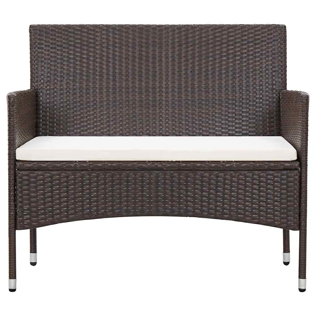 vidaXL 2-Piece Lounge Set with Cushion Poly Rattan Brown