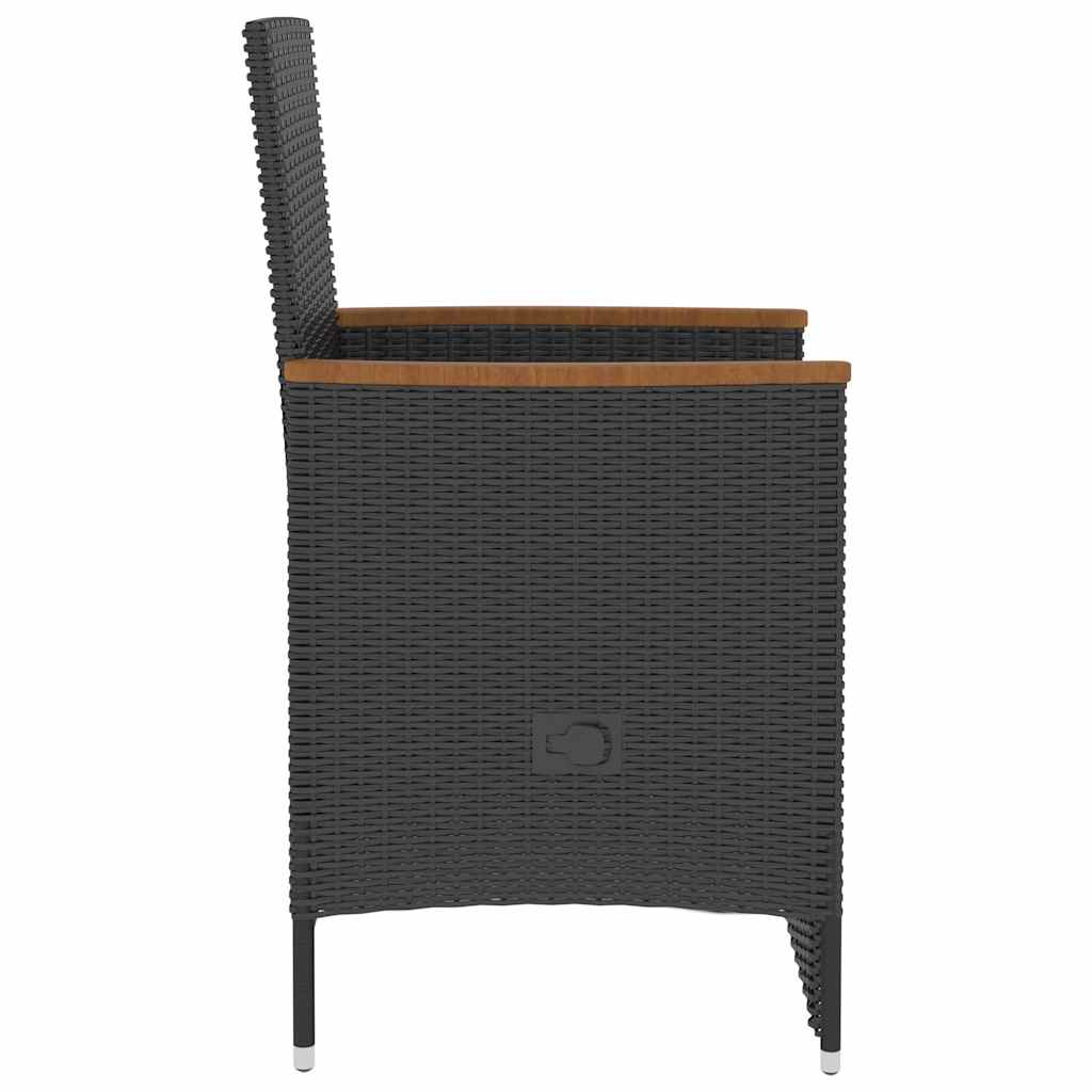 vidaXL 5-delige Tuinset met kussens poly rattan zwart