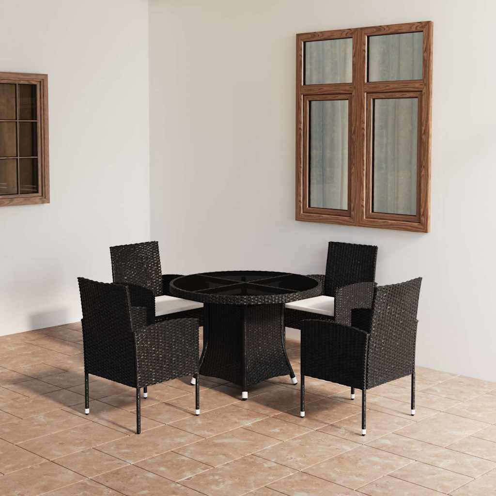 vidaXL 5-piece Garden Dining Set Poly Rattan Black