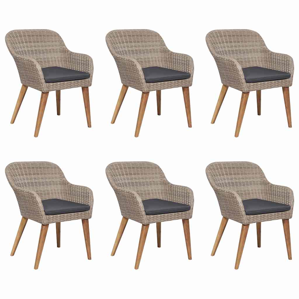 vidaXL 7-delige Tuinset poly rattan zwart