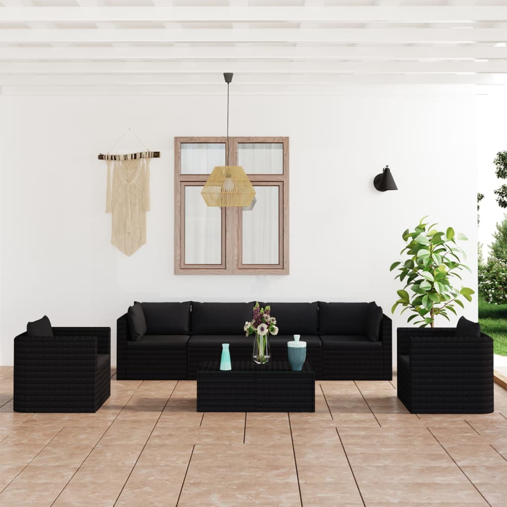 vidaXL 9-piece Lounge Set with Cushions Poly Rattan Grey