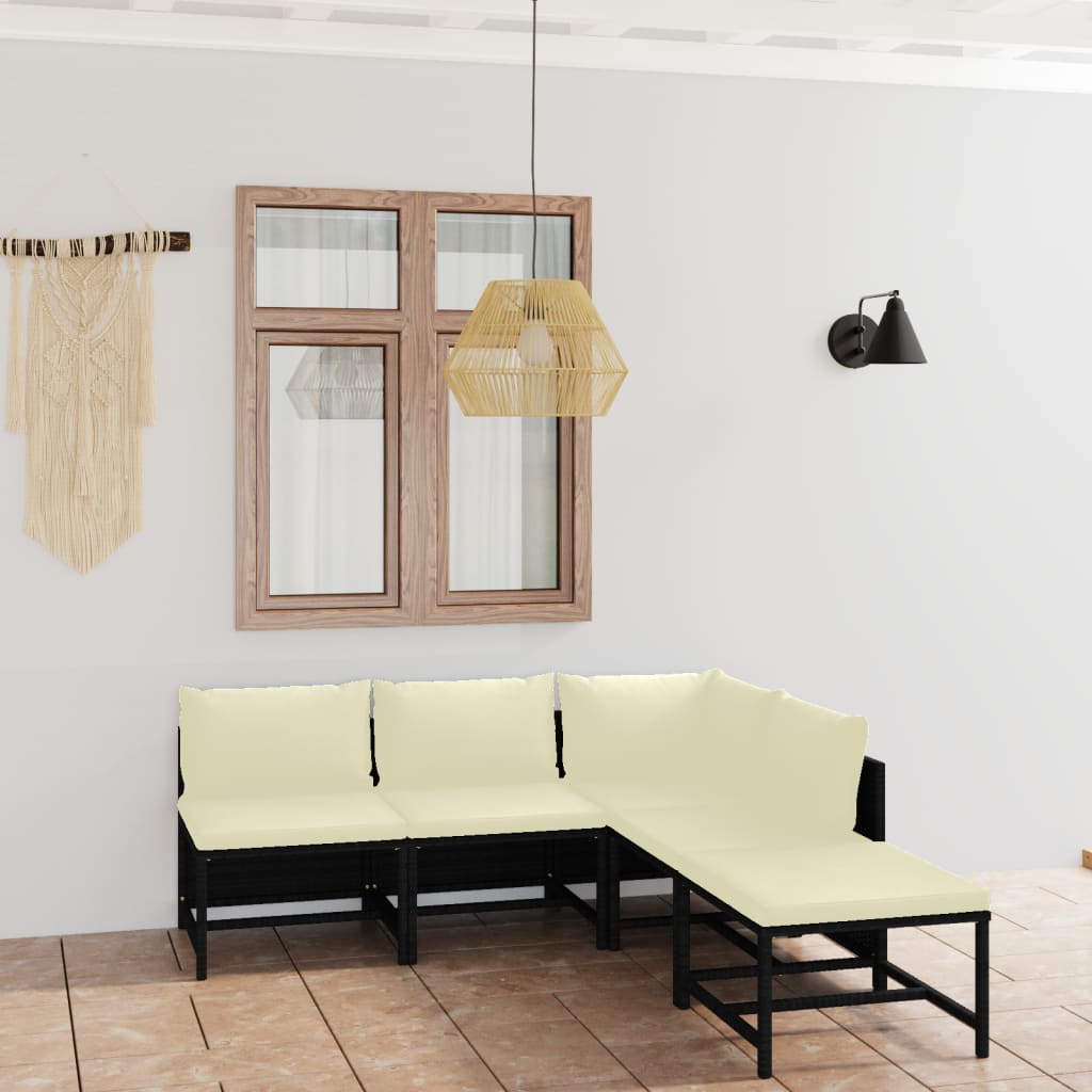 vidaXL 3-Piece Lounge Set with Cushions Poly Rattan Grey