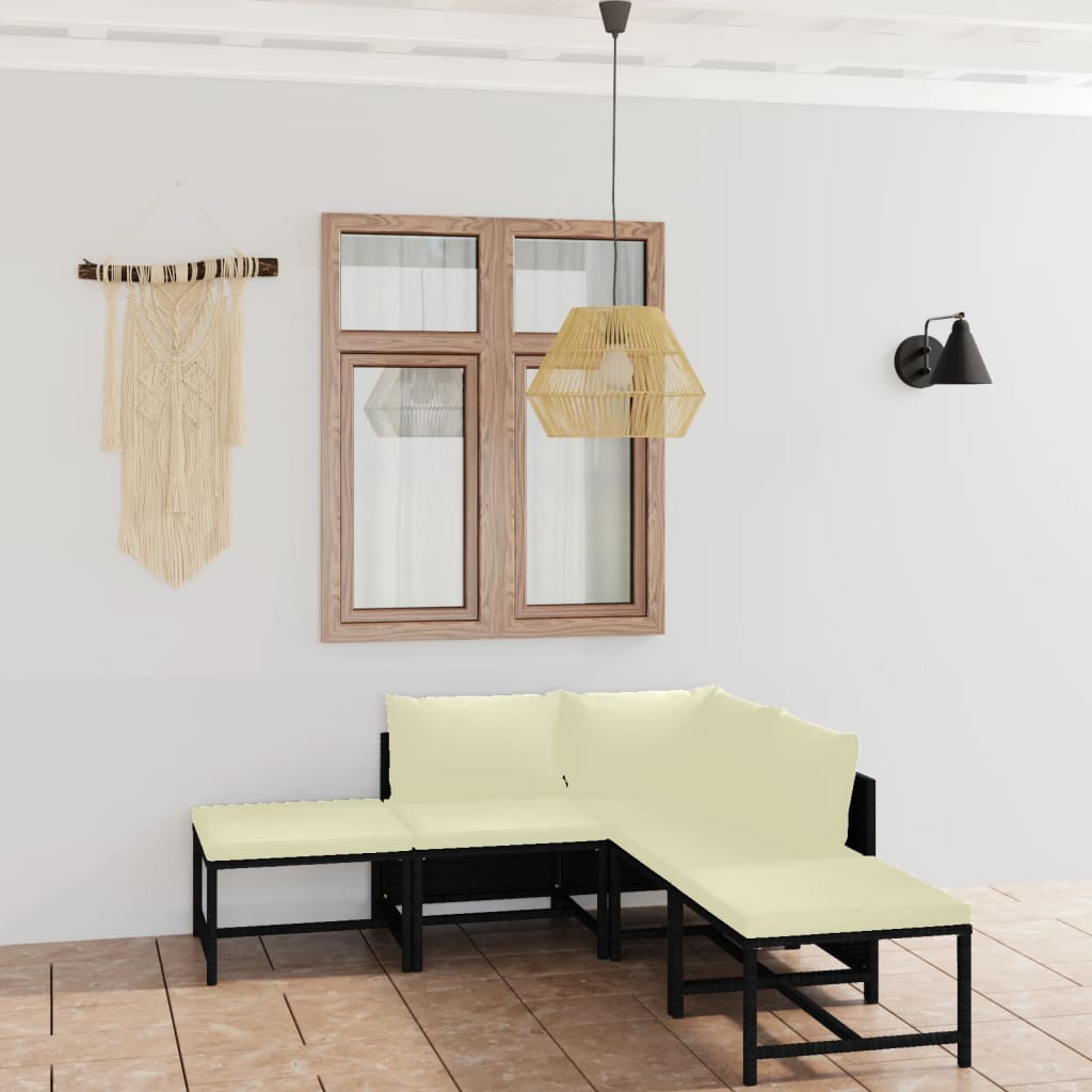 vidaXL 3-Piece Lounge Set with Cushions Poly Rattan Grey