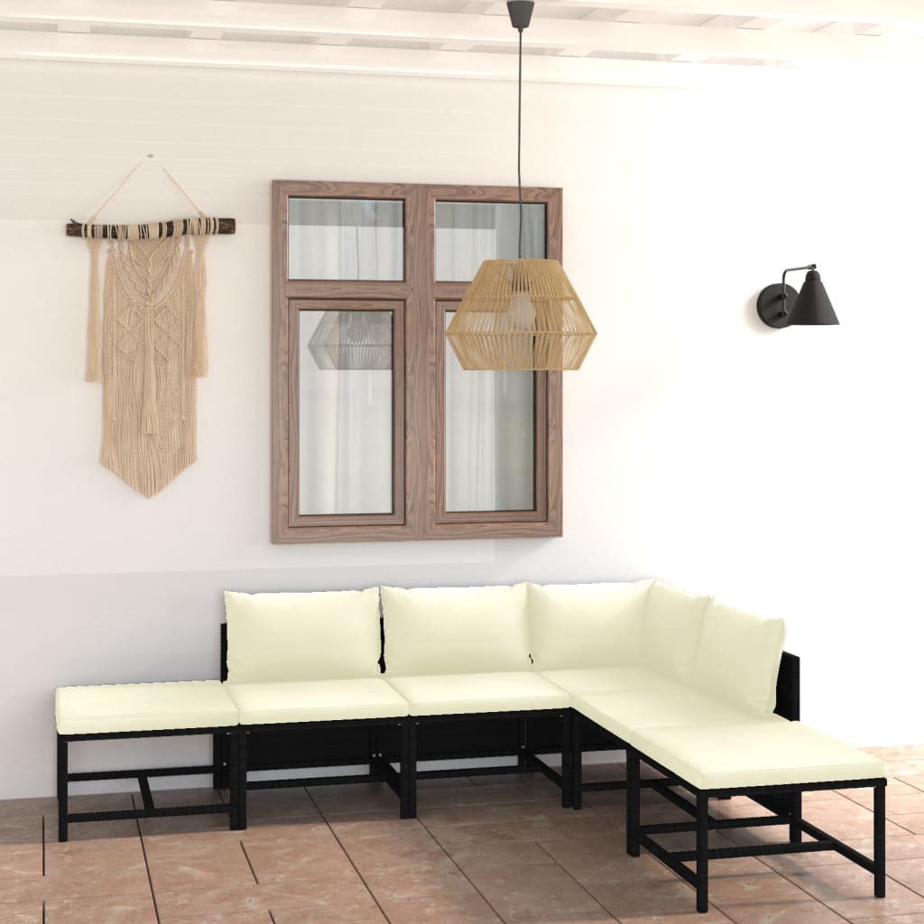 vidaXL 3-Piece Lounge Set with Cushions Poly Rattan Grey
