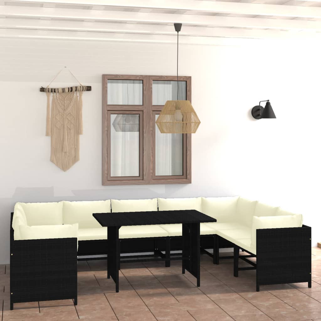 vidaXL 3-Piece Lounge Set with Cushions Poly Rattan Grey