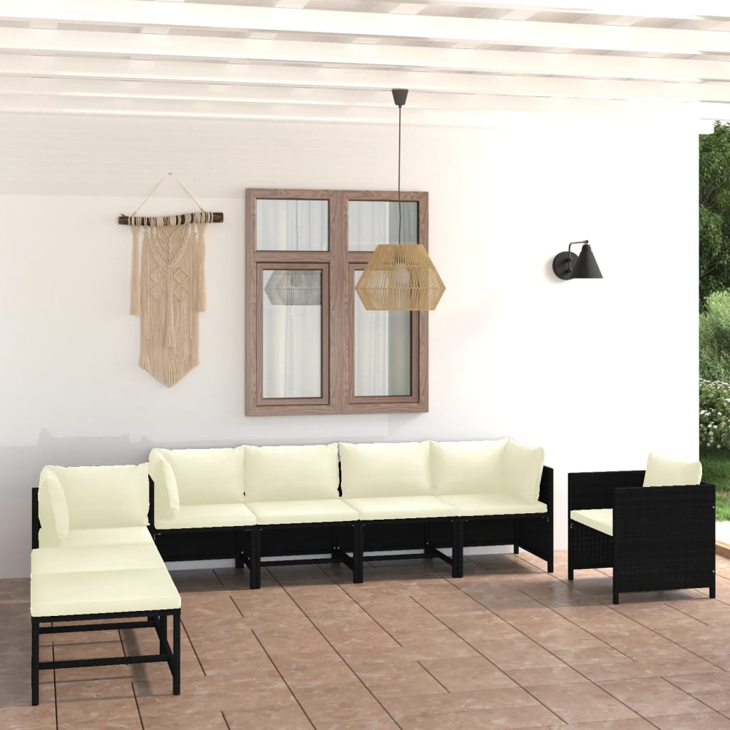 vidaXL 3-Piece Lounge Set with Cushions Poly Rattan Grey