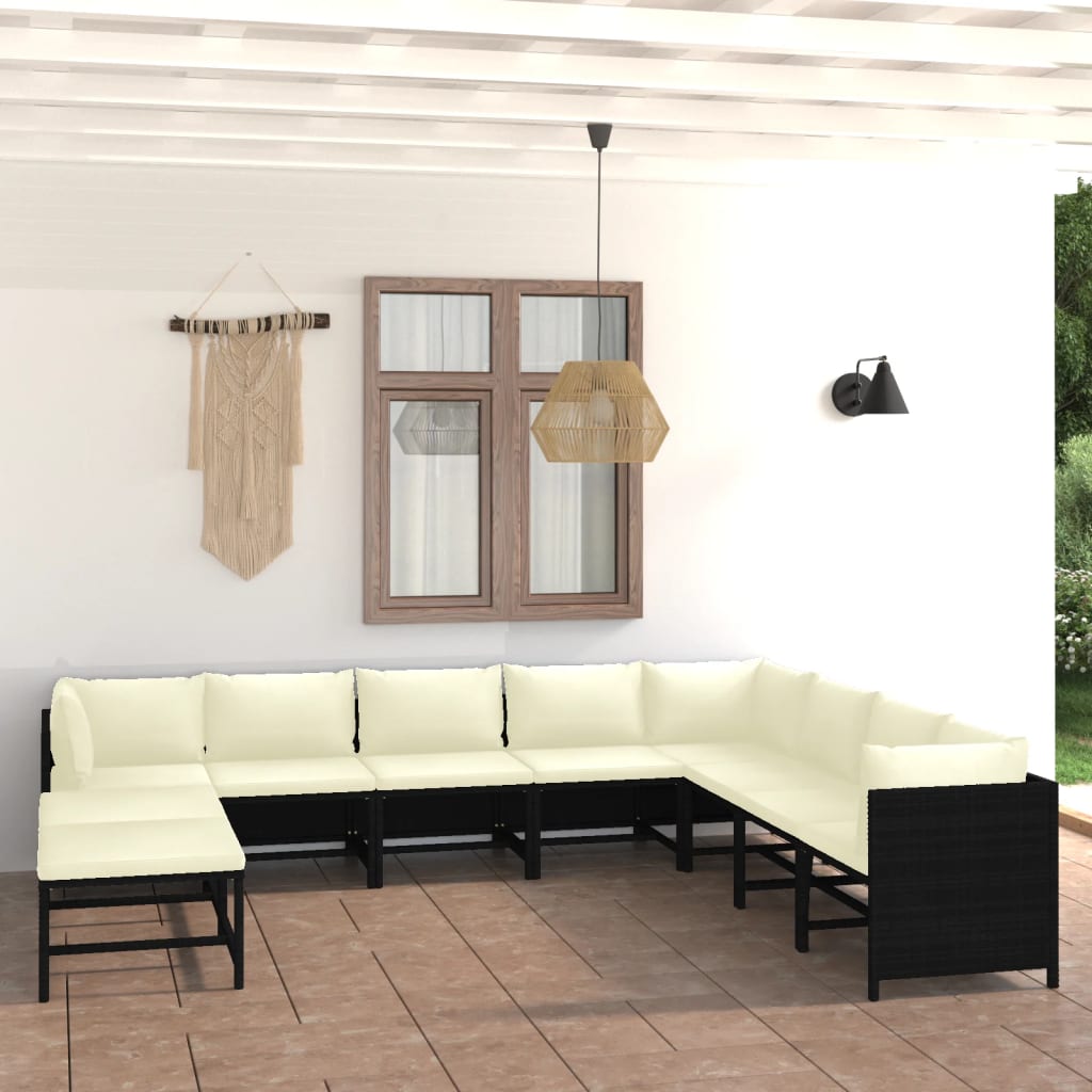 vidaXL 3-Piece Lounge Set with Cushions Poly Rattan Grey