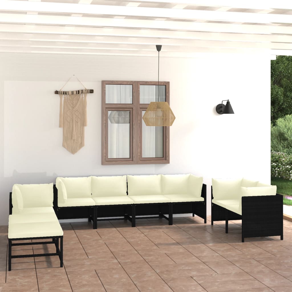 vidaXL 3-Piece Lounge Set with Cushions Poly Rattan Grey