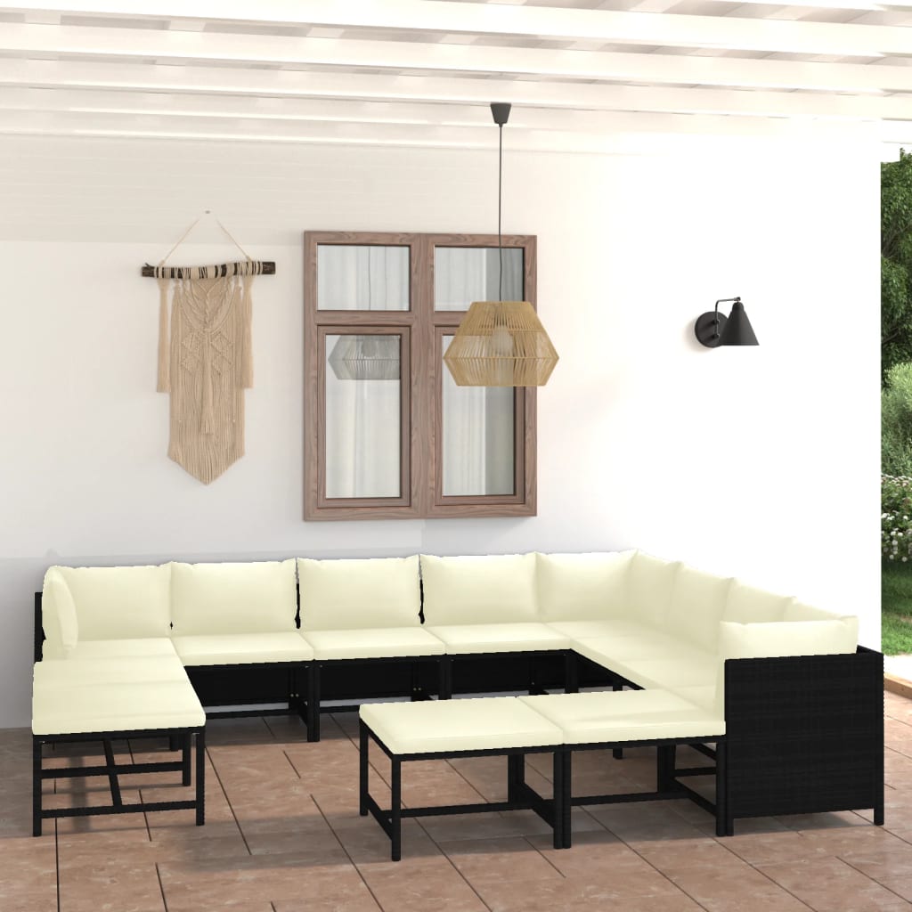 vidaXL 3-Piece Lounge Set with Cushions Poly Rattan Grey