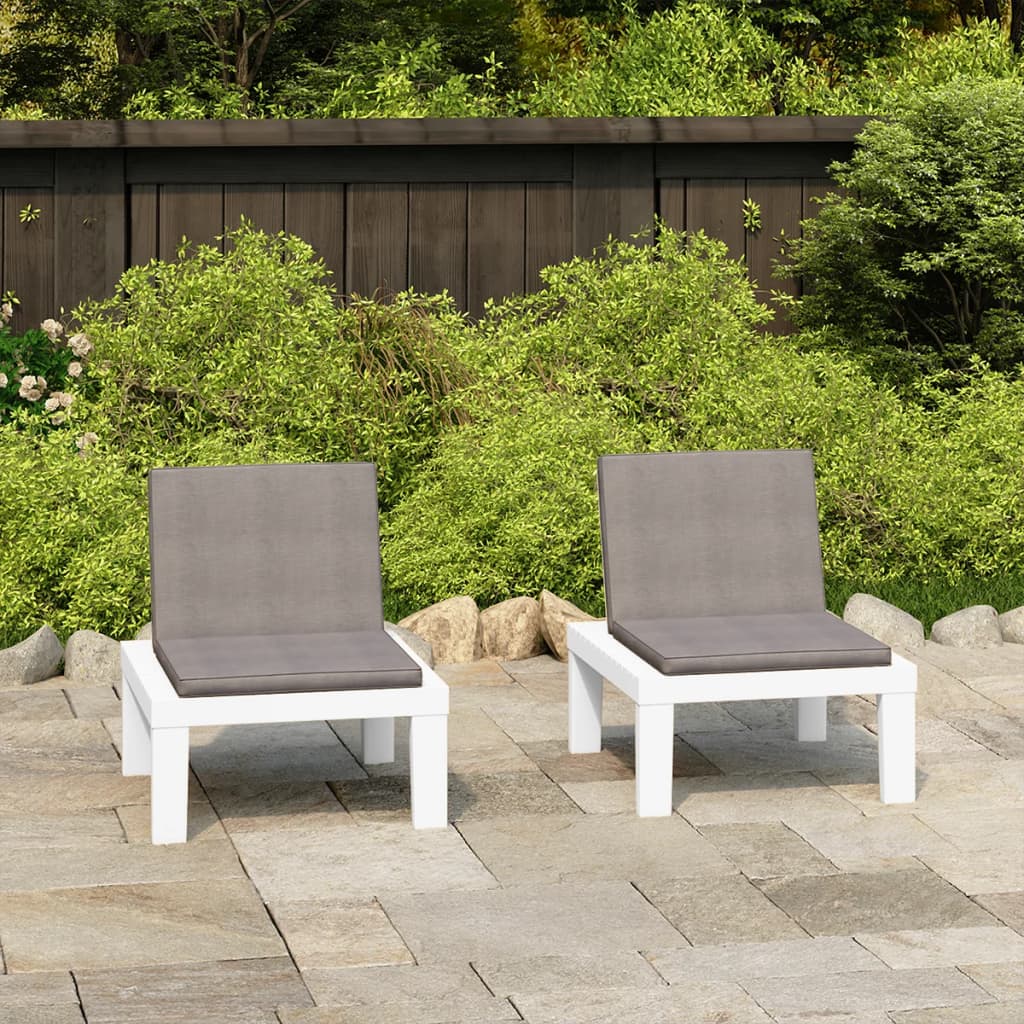 vidaXL Lounge Chairs 2 pcs with cushions plastic white