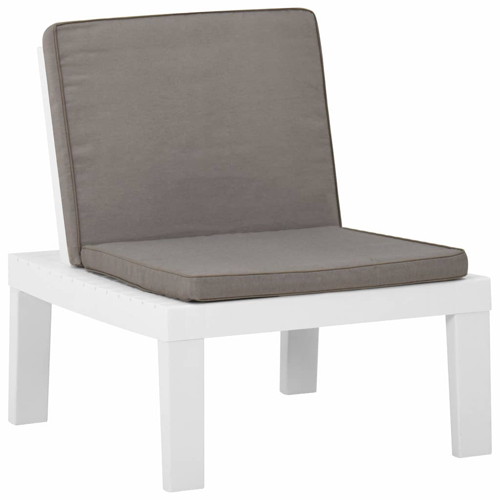 vidaXL 4-Piece Lounge Set with Cushions Plastic White