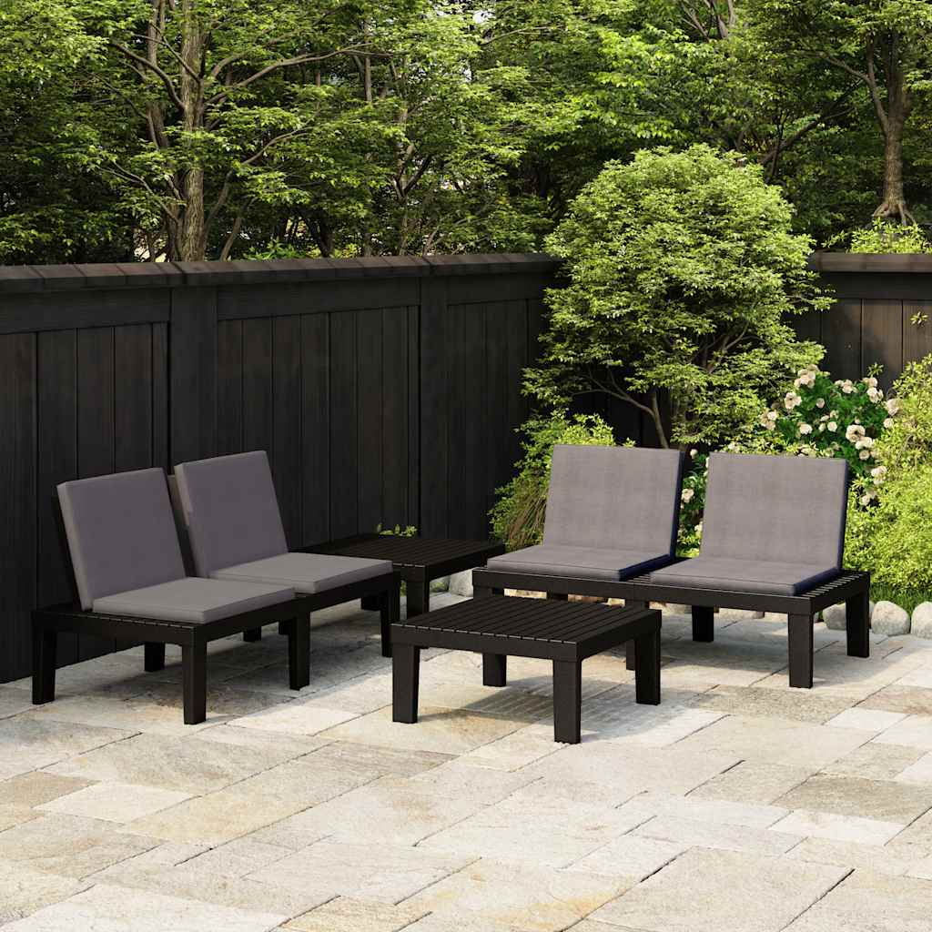 vidaXL 4-delige Loungeset met kussens kunststof wit