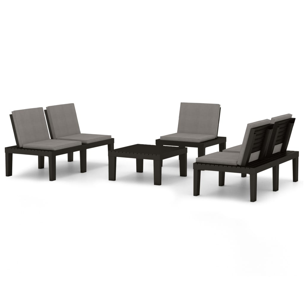 vidaXL 4-delige Loungeset met kussens kunststof wit