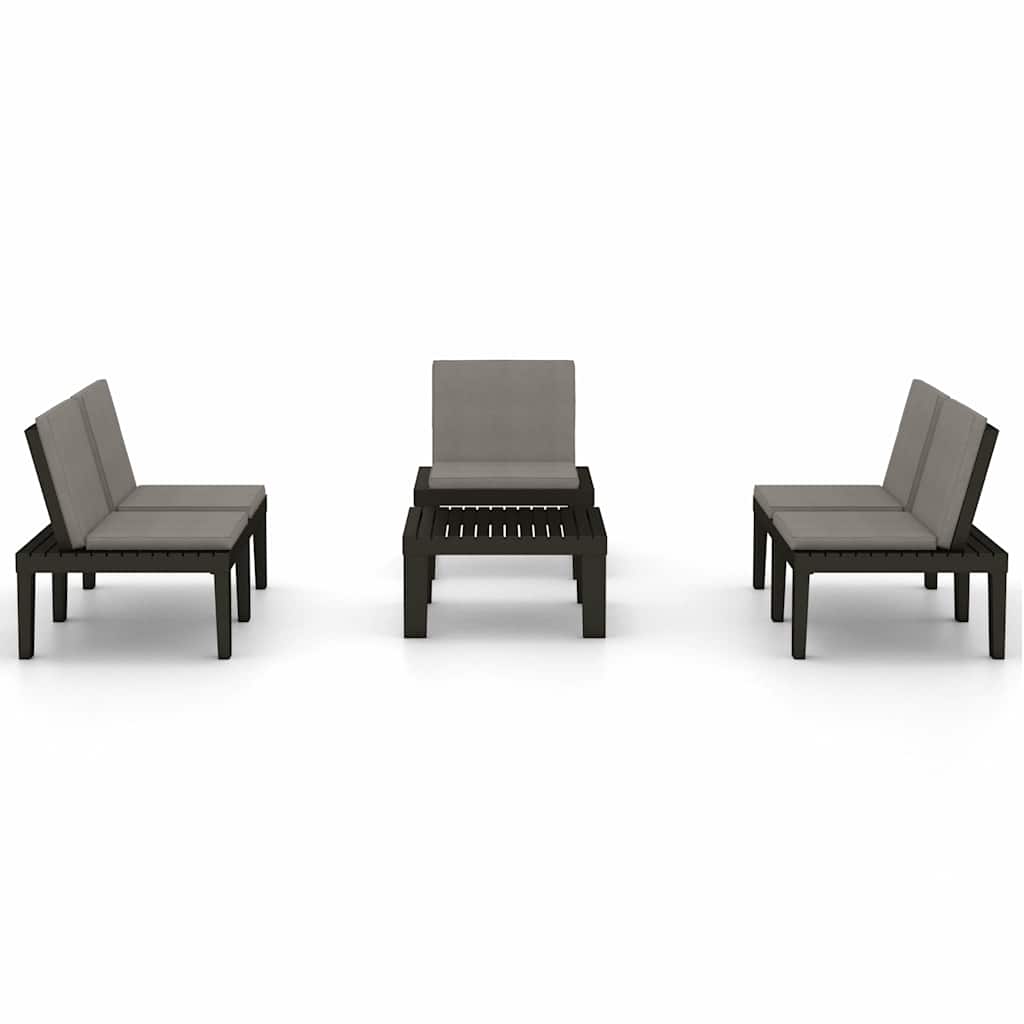 vidaXL 4-delige Loungeset met kussens kunststof wit