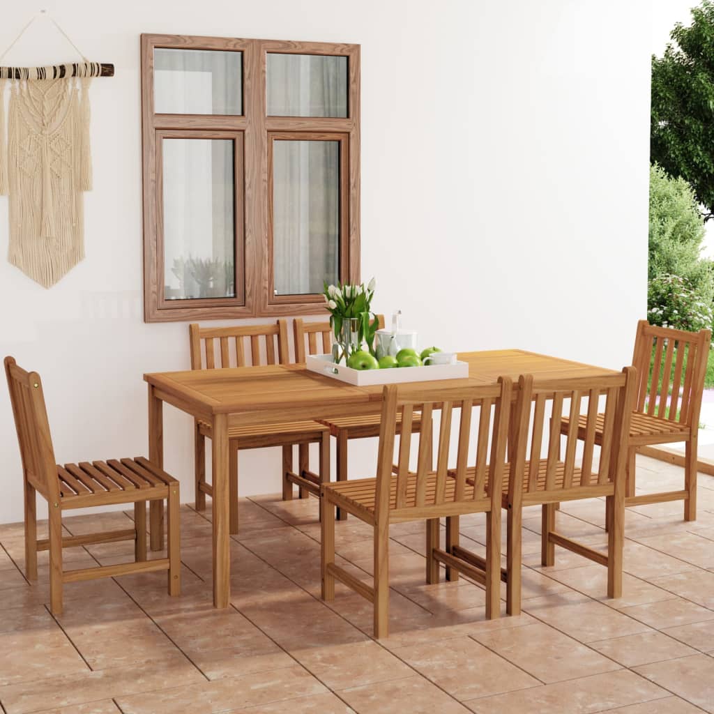 vidaXL 7-piece Garden Dining Set 180x90 cm Solid Teak Wood