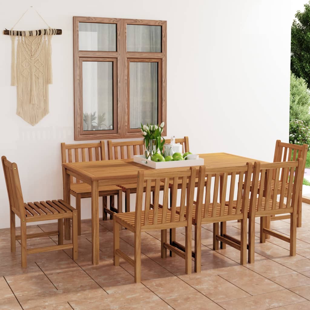 vidaXL 7-piece Garden Dining Set 180x90 cm Solid Teak Wood