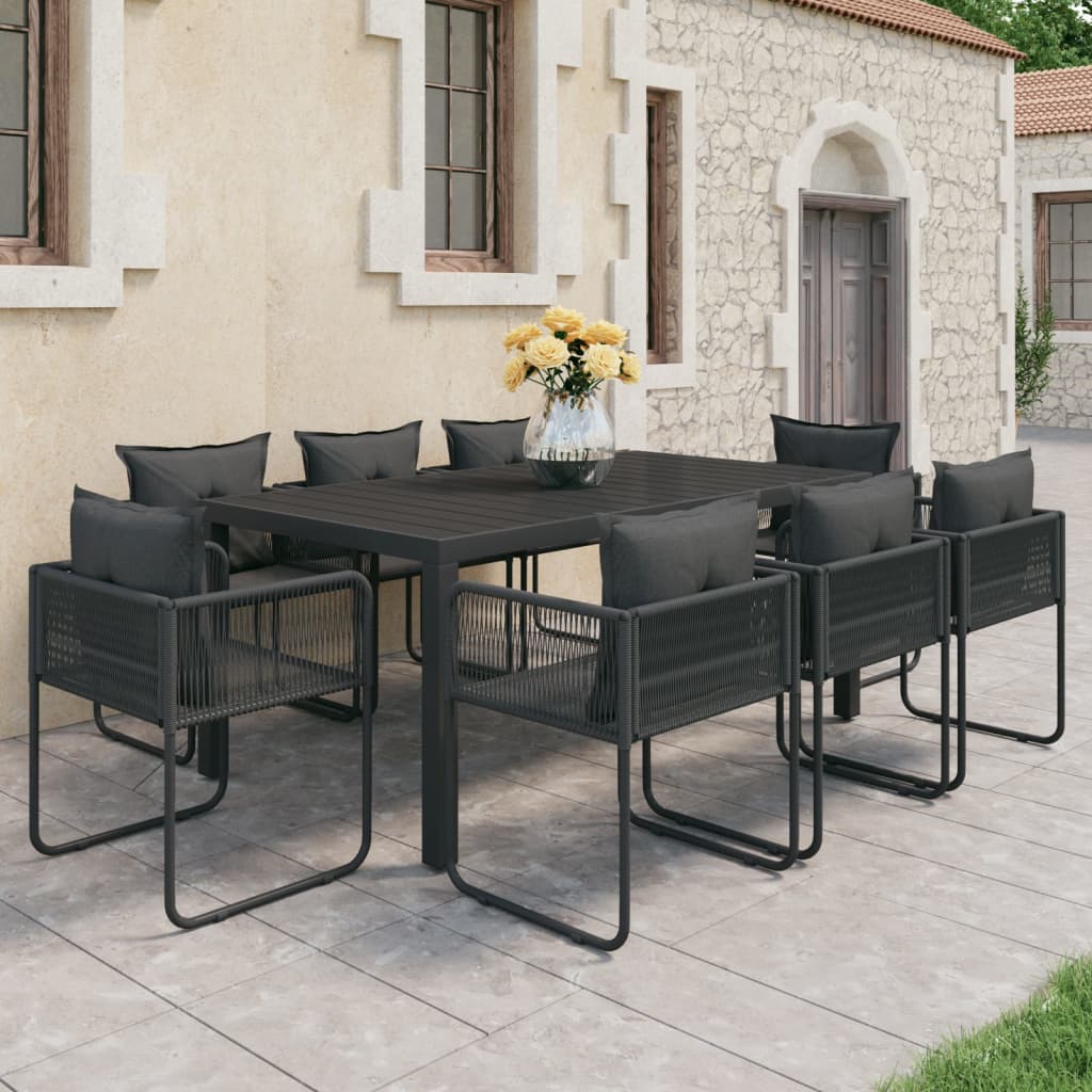 vidaXL 3-delige Tuinset PVC-rattan zwart
