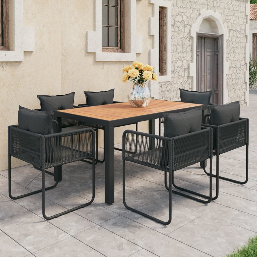 vidaXL 3-delige Tuinset PVC-rattan zwart