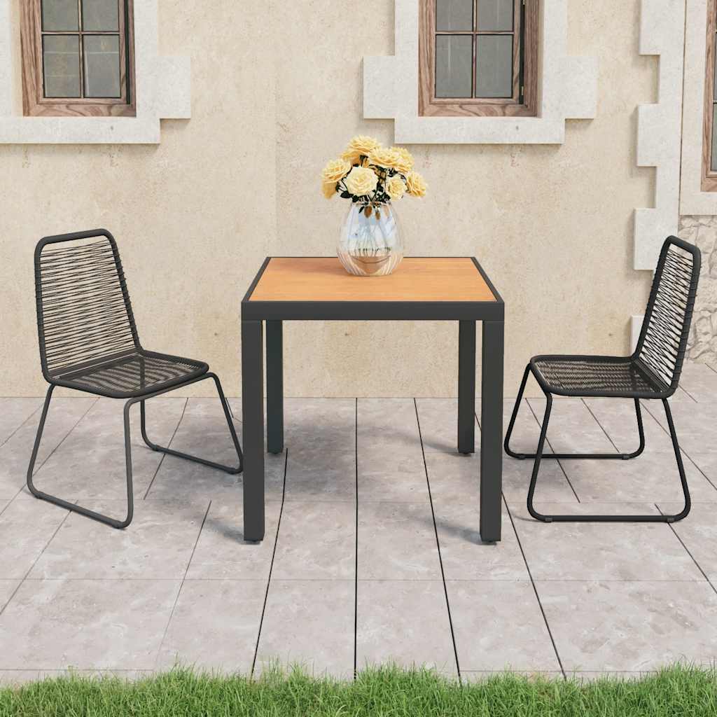 vidaXL 3-delige Tuinset PVC-rattan zwart