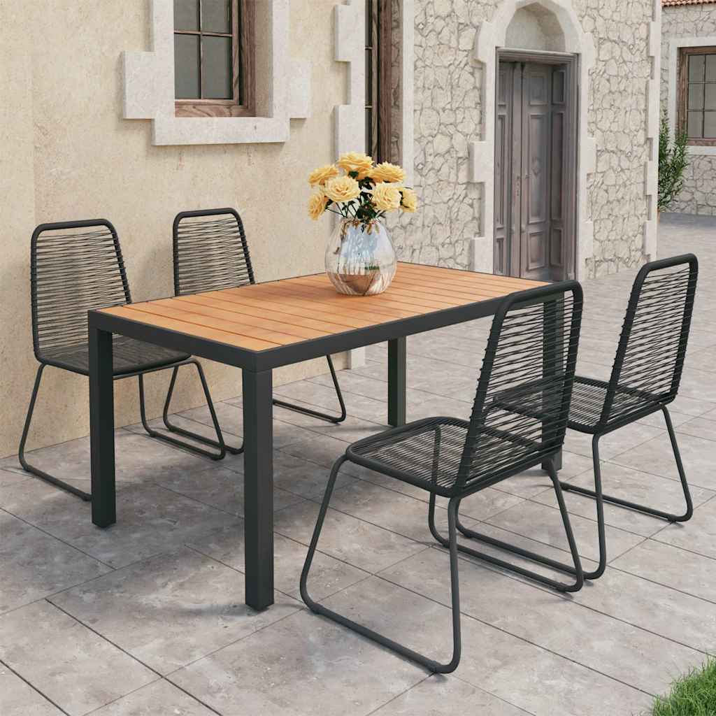 vidaXL 3-delige Tuinset PVC-rattan zwart