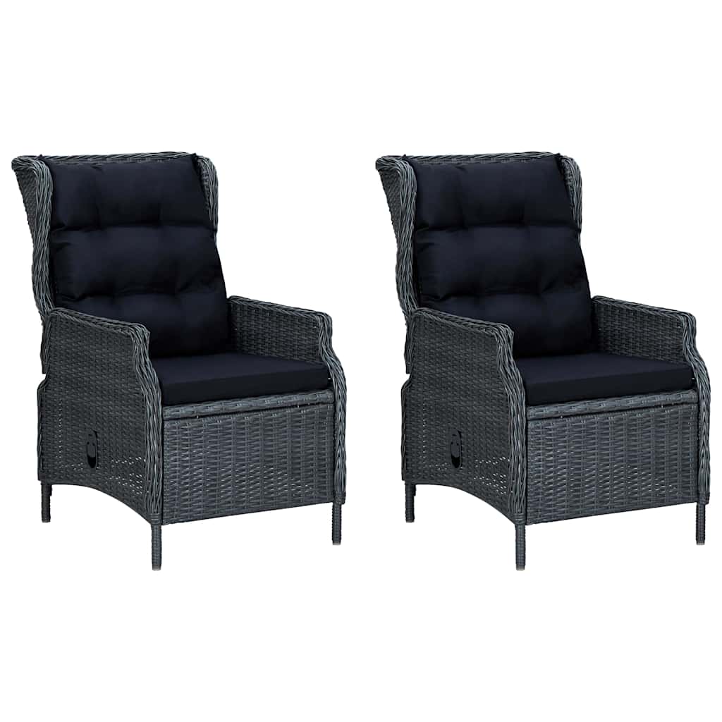 vidaXL 3-delige Loungeset met kussens poly rattan donkergrijs