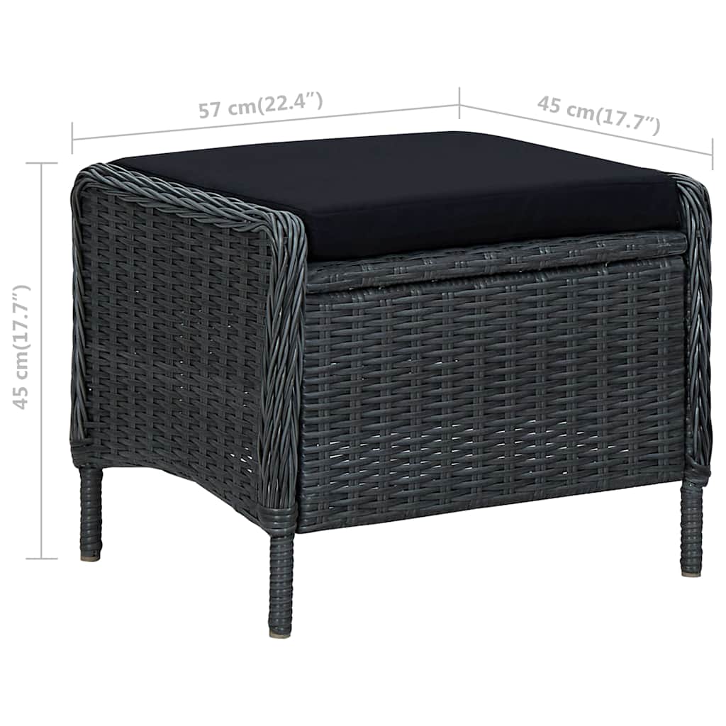 vidaXL 2-delige Loungeset met kussens poly rattan donkergrijs