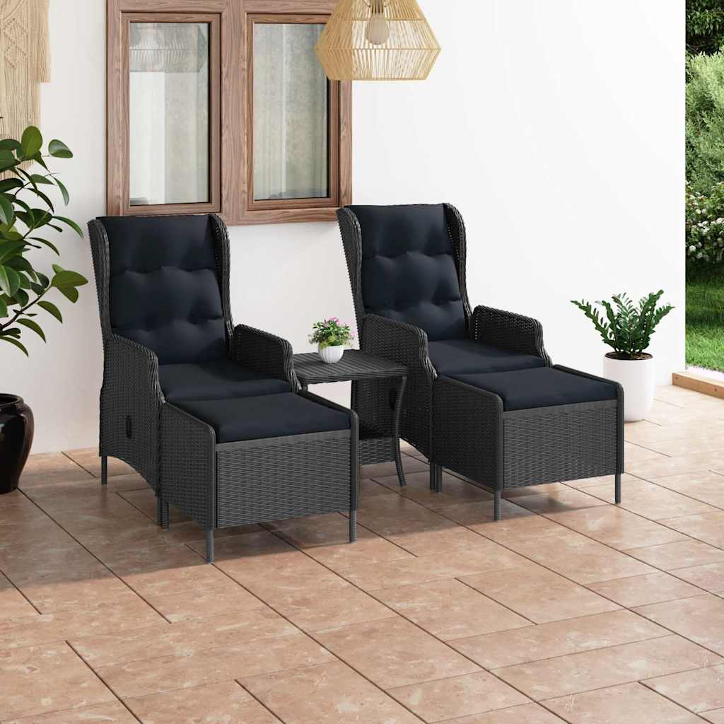 vidaXL 3-Piece Lounge Set with Cushions Poly Rattan Dark Grey