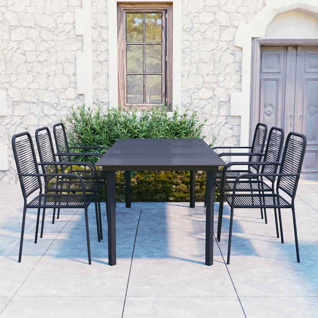 vidaXL 3-Piece Garden Dining Set Glass and Steel Black