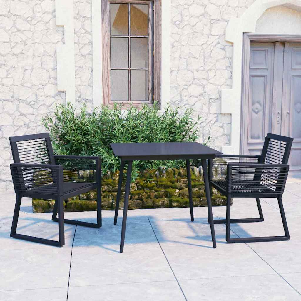 vidaXL 3-Piece Garden Lounge Set Poly Rattan Black