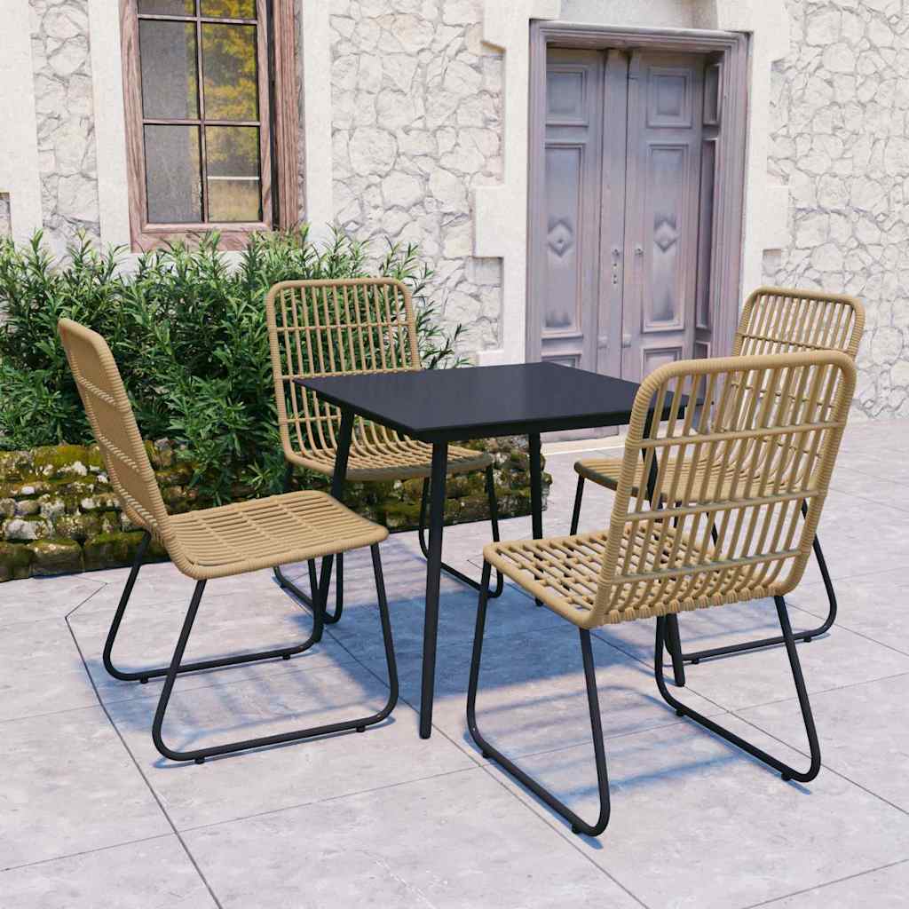 vidaXL 3-delige Tuinset poly rattan en glas
